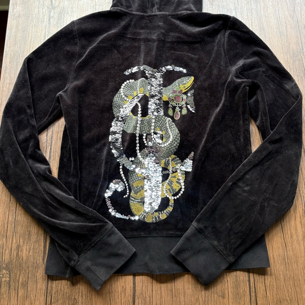 Black Juicy Couture sequin snake velour jacket